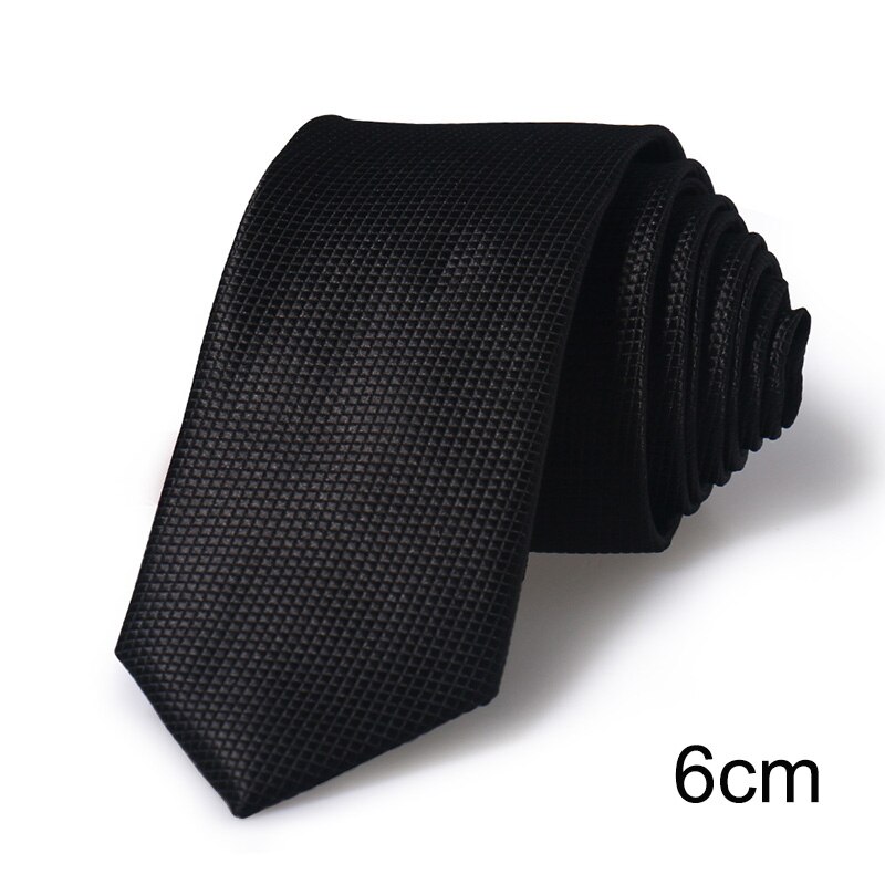 HUISHI Classic Simple Plain Black Mens Ties Business Stripe 8cm And 6cm Neckties Jacquard Woven Polyester Slim Wedding: TP-9