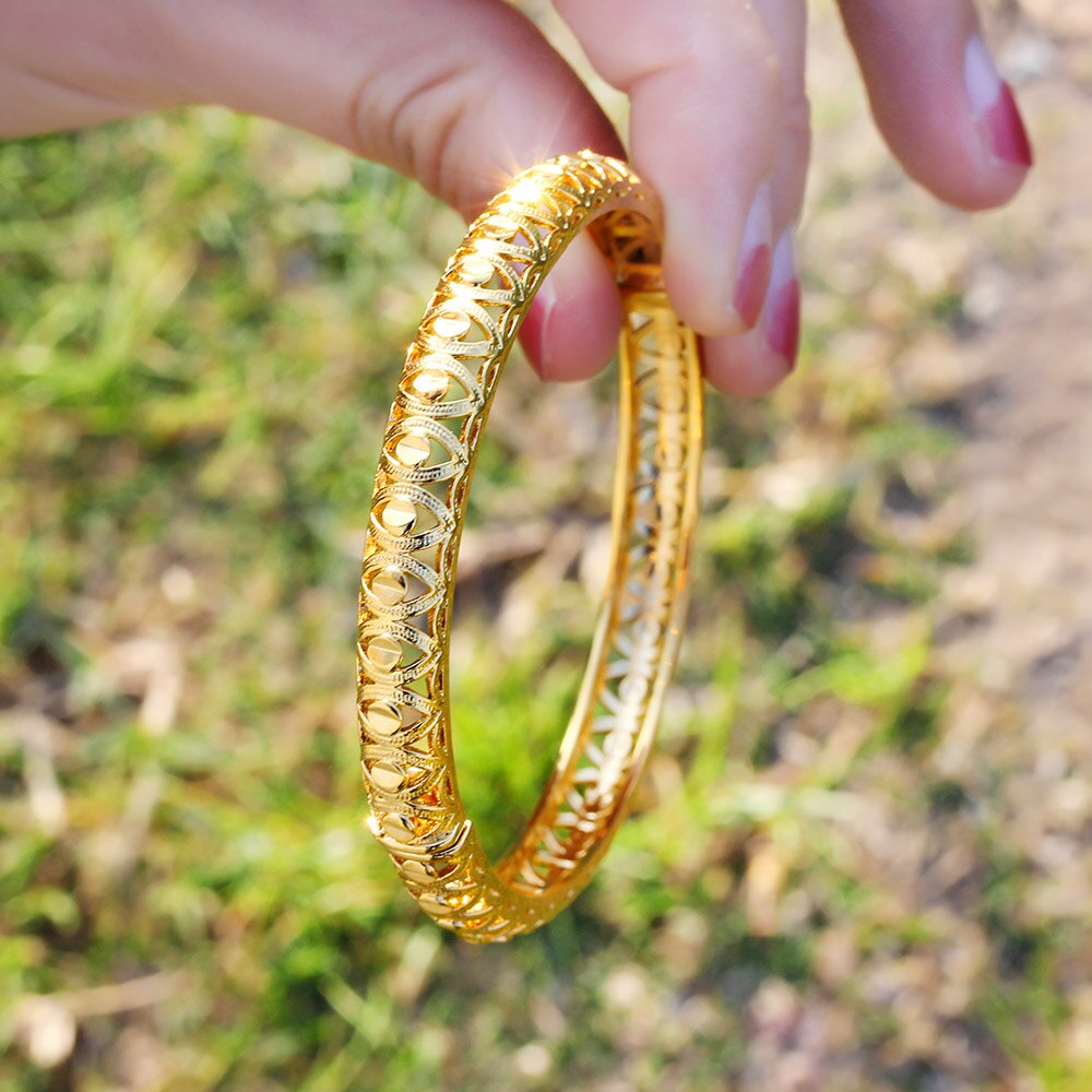 Turkish Bangles Gold Color Bangles for Women Bride Wedding Bangles Muslim Bracelets Indian/France/African/Dubai Jewelry