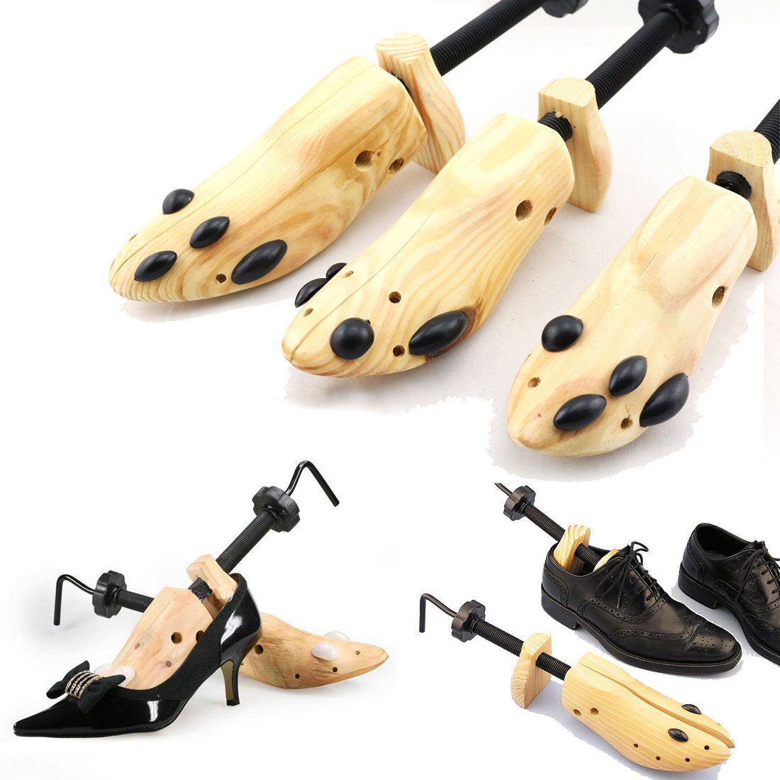 1Pcs Wooden Shoe Support Shoe Tree Adjustable 2-Way Shoe Stretcher Shaper Rack Men Women Shoe Expander