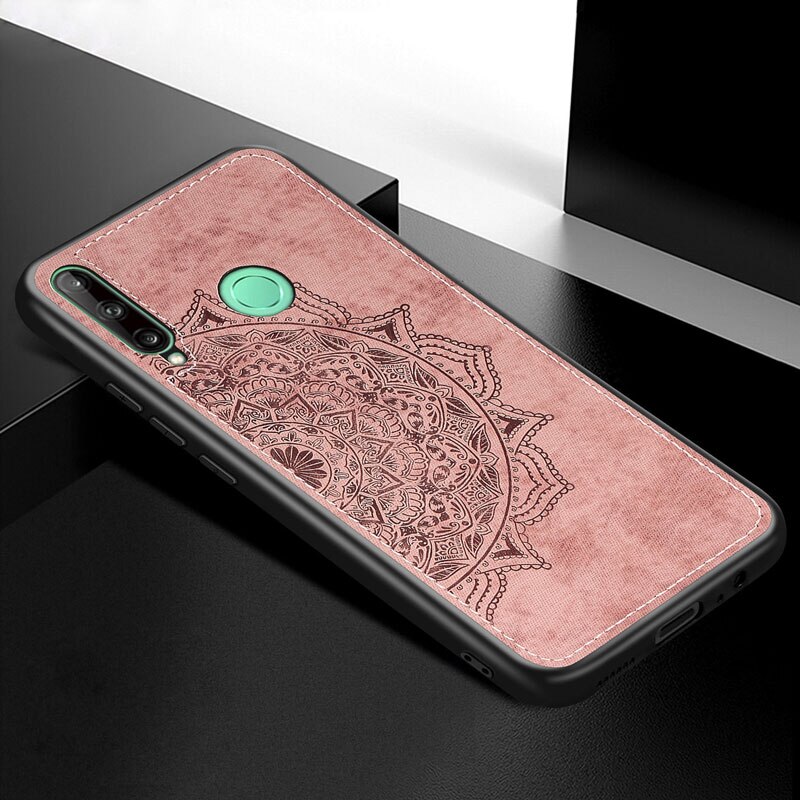 6.39 "Voor Huawei P40 Lite E Case Stof Doek Siliconen Bumper Hard Pc Cover Case Voor Huawei P40 lite E Fundas Bloemen