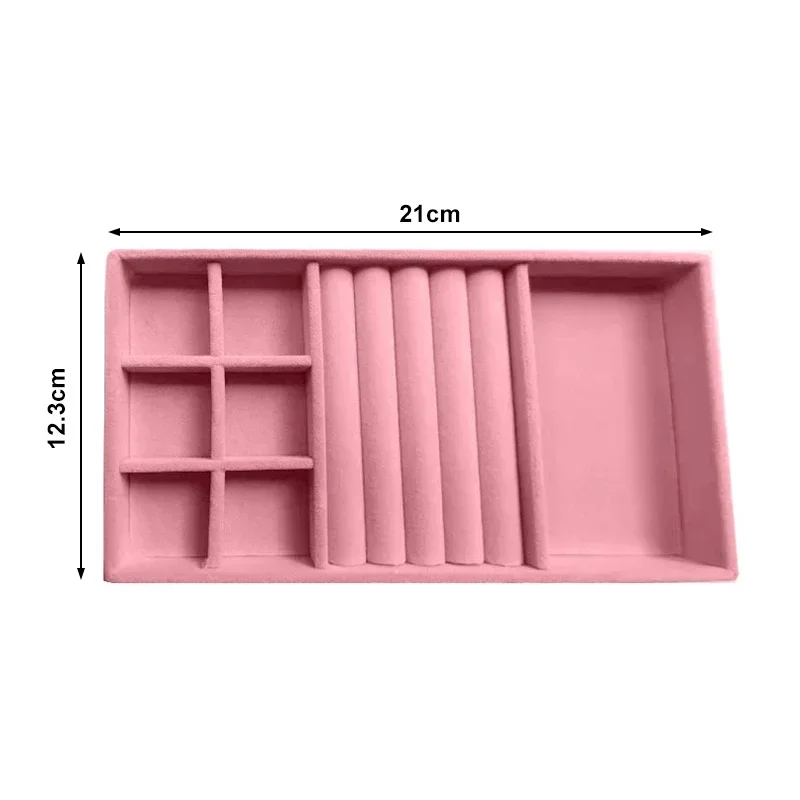 Velvet Jewelry Accessories Display Organizer Desktop Makeup Storage Box Earring Bracelet Ring Brooch Classification Drawer Tray: WHITE