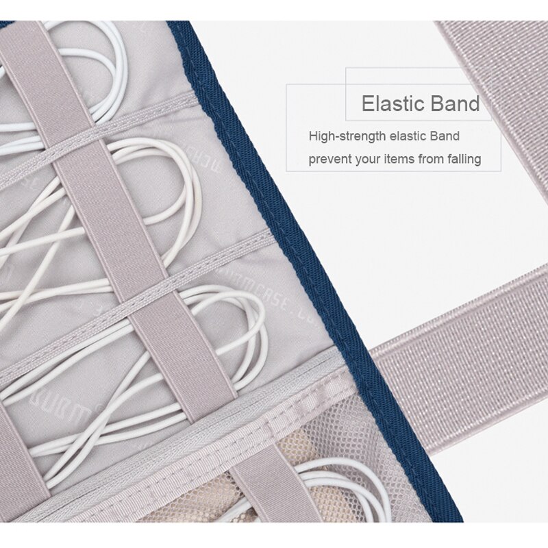 Bubm lichtgewicht reiskabel organizer, oprolbare elektronica accessoires opbergtas voor oplader, usb-kabels, oortelefoon harde schijf