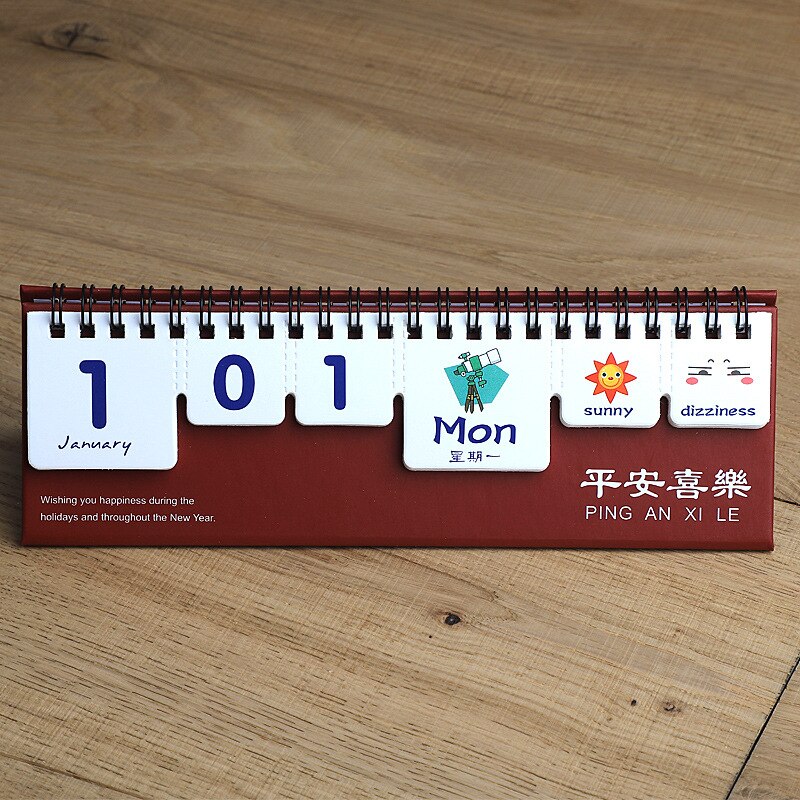 Solid Color Desk Calendar Mini Tearable Perpetual Calendar Daily Table Planner .01.12: Red