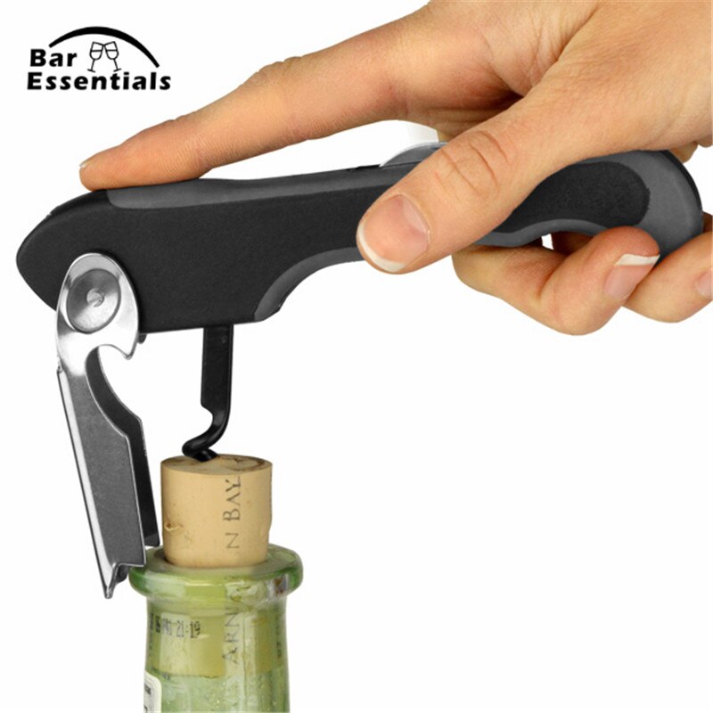 1Pc Roestvrij Plastic Wijn Schroef Corkscrew Opener Professionele Dubbele Scharnier Obers Wijn Fles Bier Cap Opener