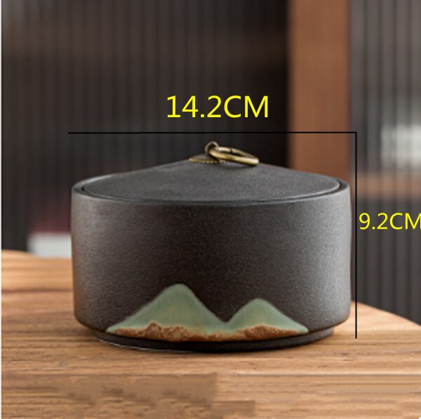Chinese Ceramic Tea Pot Sealed Ceramic Storage Pot Household Black Tea Storage Tank Household Stoneware Tea Pot Decoration: C-1PCS