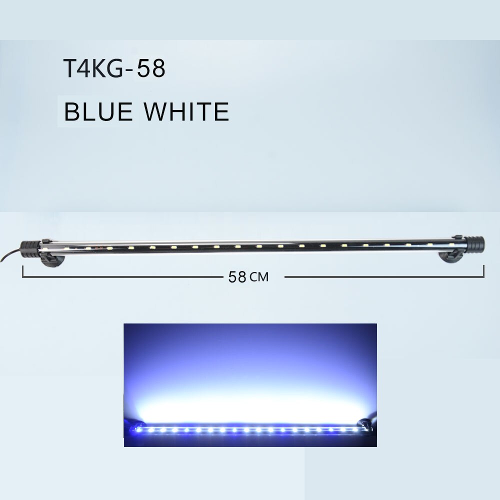 Aquarium Light LED Waterproof Fish Tank Light Underwater Fish Lamp Aquariums Decor Lighting Plant Lamp 18-48CM 220-240V 5730chip: 58cm blue and white