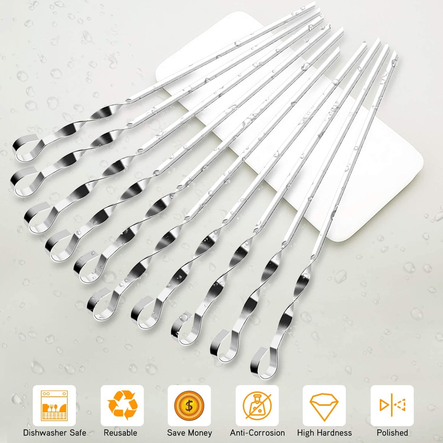 10Pcs stainless steel barbecue stick barbecue stick string camping barbecue barbecue barbecue food rack cooking tools