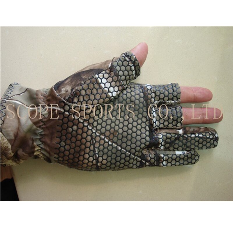 Fishing Accessory Polyester Cotton Camouflage Non-slip Breathable Durable 3 Low-Cut Fingers Fishing Gloves