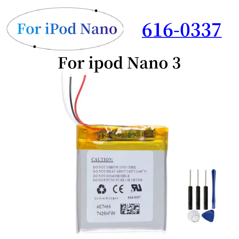 Nueva batería para iPod Nano 1 2 3 4 5 6 7 4th 5th 6th 7th 1st 2nd Gen 2Gen 3rd 3 Gen 3Gen + herramientas gratuitas: Negro