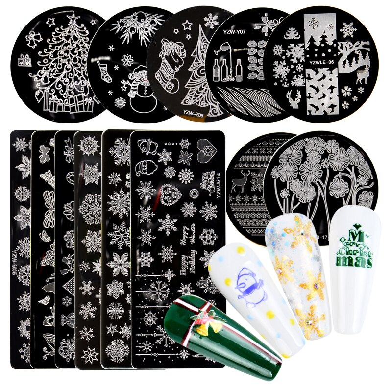 1 pc nail art stempelplaten nagellak print blad bloem dromenvanger sneeuwvlok kerst stempel schraper spons