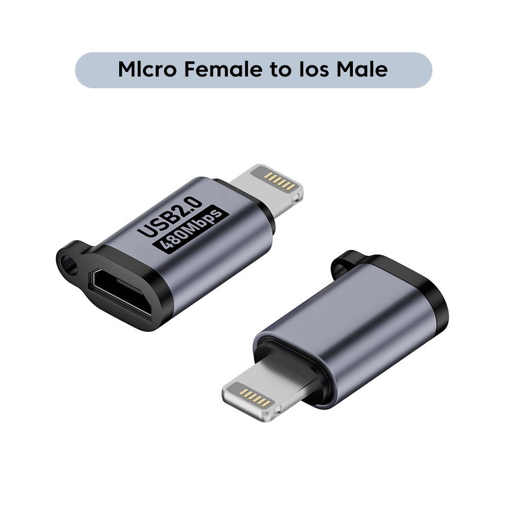 Adapter Micro USB na Type C Mini USB na USB C 480Mbps Szybkie ładowanie danych Złącze USBC na Lightning Adapter do iphone'a Android: Matowy czarny