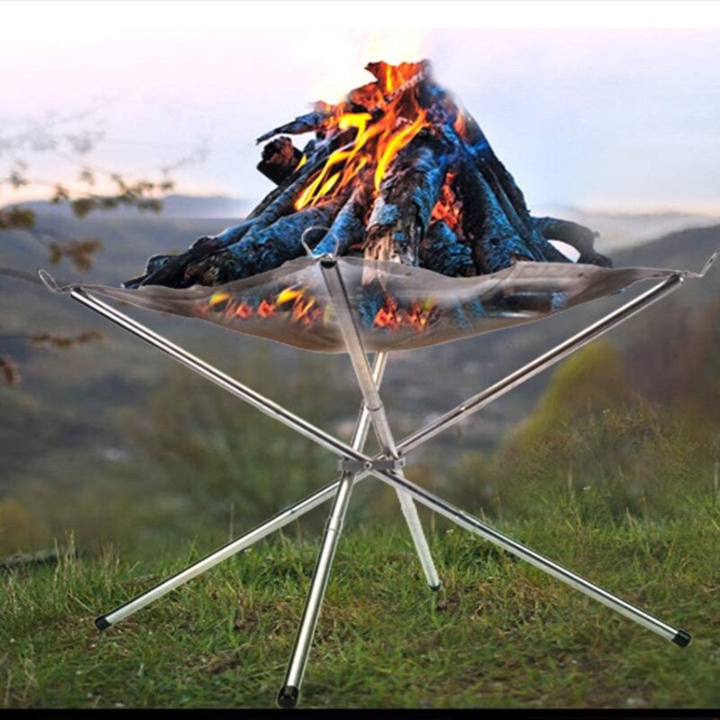 Udendørs bærbart ildstativ sammenklappeligt bord grill rustfrit stål punkt kul komfur super lys gitter opvarmning brændeovn camping
