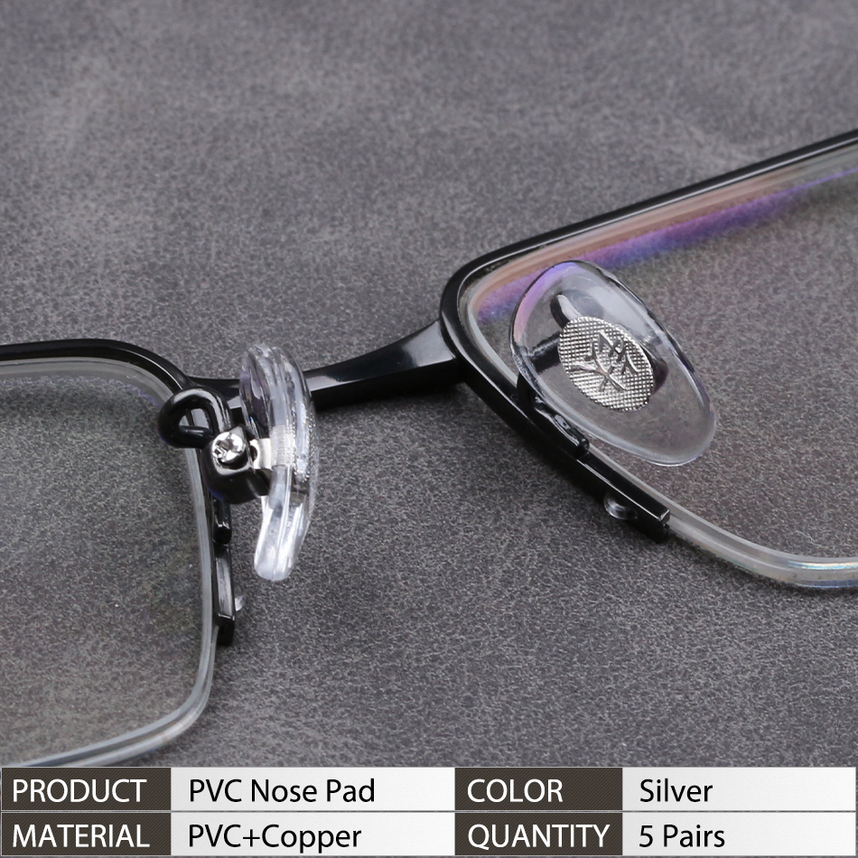 Almohadillas nasales para gafas de sol, pieza nasal con Clip de repuesto, almohadillas suaves para puente nasal, protectores nasales antideslizantes, kits de reparación: Plata