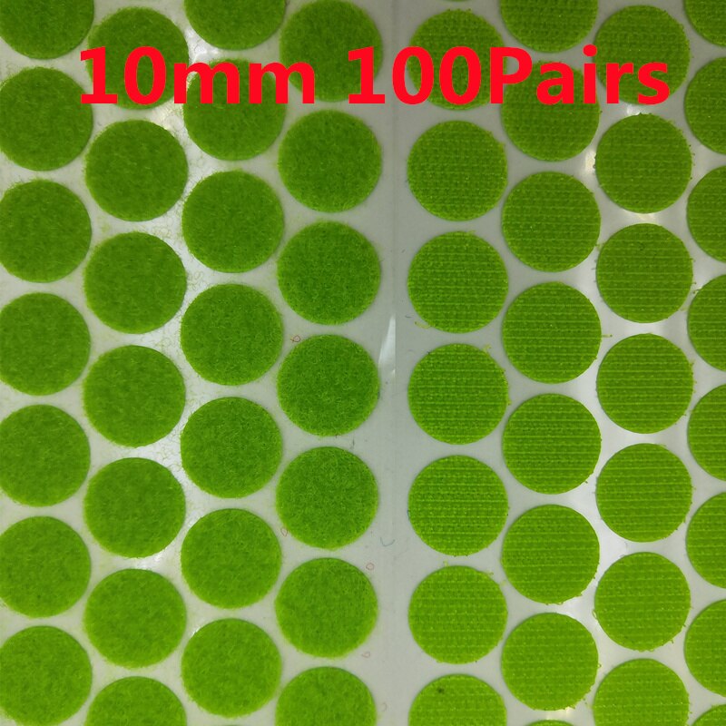 10/15mm Rond Points Autocollant Velcro Auto-Adhésif Fort Ruban D'attache En Nylon de Boucle De Crochet de Matériel De Couture Travaux Manuels Accessoire: Green 10mm 100Pairs