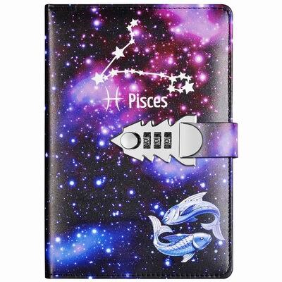 Yakri A5 Größe Zwölf Konstellationen bestehen Worte Tagebuch Buch DIY Passwort Notizbuch TPN145: Pisces