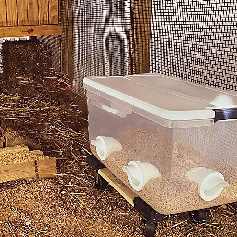 Chicken Feeder DIY Rain Proof Poultry Feeder Port Gravity Feed Kit For Buckets Barrels Drums Buckets Troughs