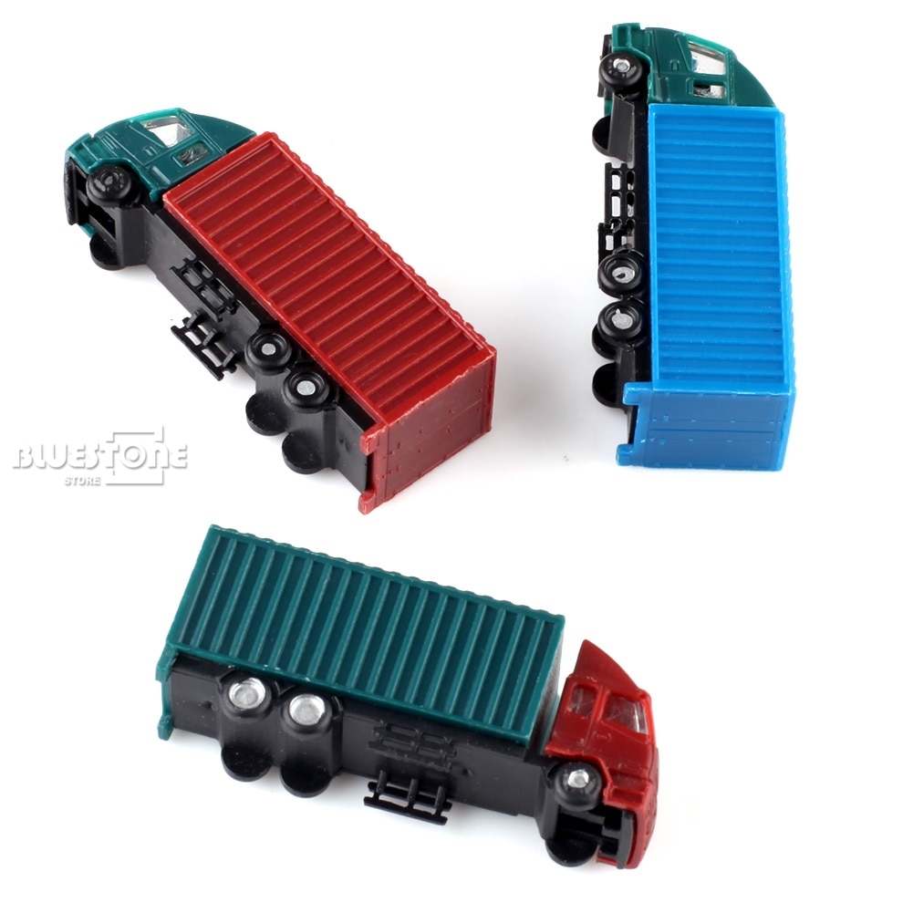 5PCS 1:150 N Schaal Plastic Container Kleurrijke Vrachtwagen Model Auto Speelgoed Spoorweg