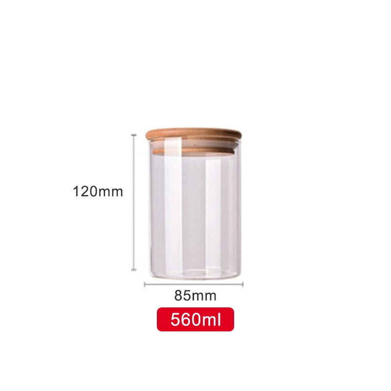 Pot à bonbons pour épices verre récipient Transparent bocaux en verre avec couvercles pot à biscuits pots de cuisine et couvercles petite taille: 560ml
