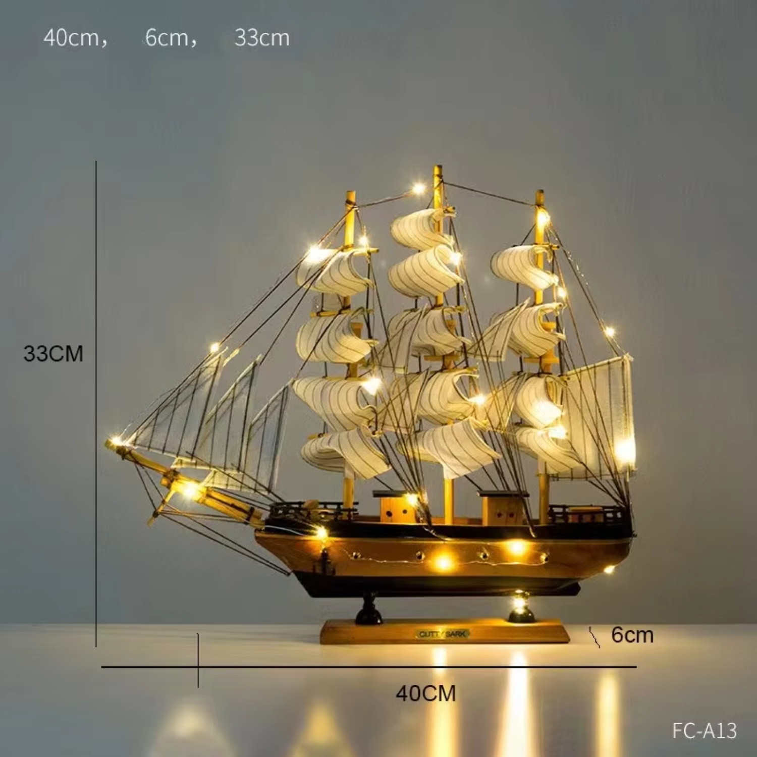 Modelo de velero de madera nórdico, decoraciones creativas, decoración de escritorio: Verde militar