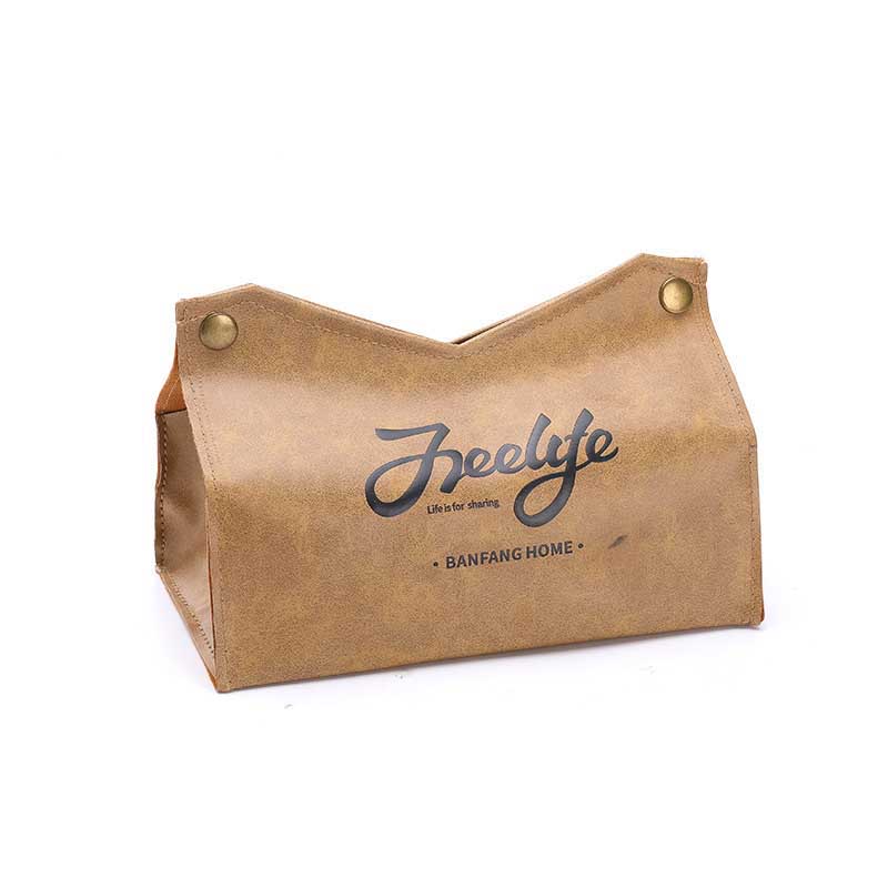 Organisateur de papier de support de stockage de serviette en cuir d'unité centrale de boîte de tissu pour le conteneur de voiture de pièce de bureau à la maison: Brown B