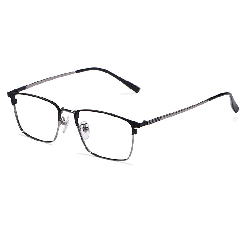 Ultralight Beta Titanium Men's Titanium Metal Full Frame Glasses Ultralight Business Optical Glasses Prescription Glasses Men: Black gray