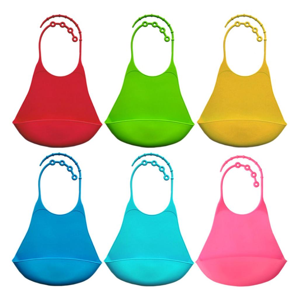 Bavoir en Silicone pour adultes, pour femmes et hommes, protection imperméable pour les repas, avec poche pour attraper des aliments profonds