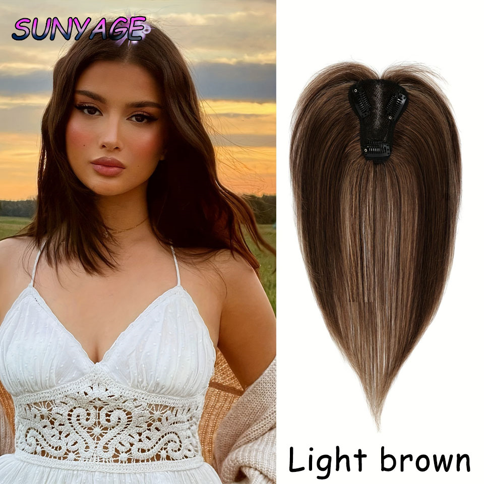 SUNYAGE Clip en flequillo de pelo sintético Natural, piezas de cabello con flecos, extensión de cabello de parte media, Topper para mujeres, pérdida de cabello: FS1B/99J