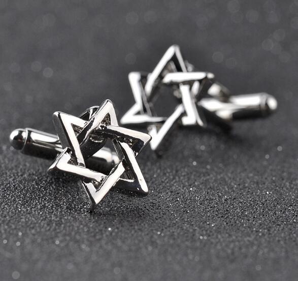 Boutons de manchette à breloques de la Star de David pour marié, bijoux de mariage français à la