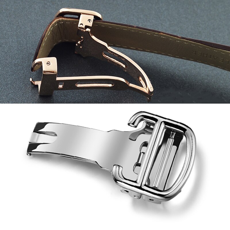 Universele Vlinder Sluiting Band Gesp Quick Release Drukknop Silver Deployment Gesp Rvs Horloge Accessoires