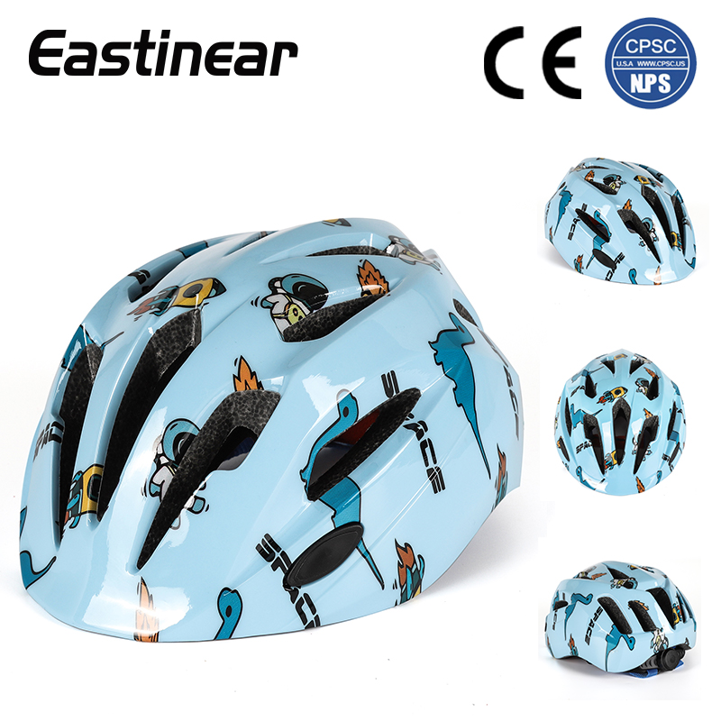 Eastinear-Children's Safety Helmet Cartoon Sports Cycling Balance Car Skateboard Protection One-piece Cycling Helmet: SKY BLUE