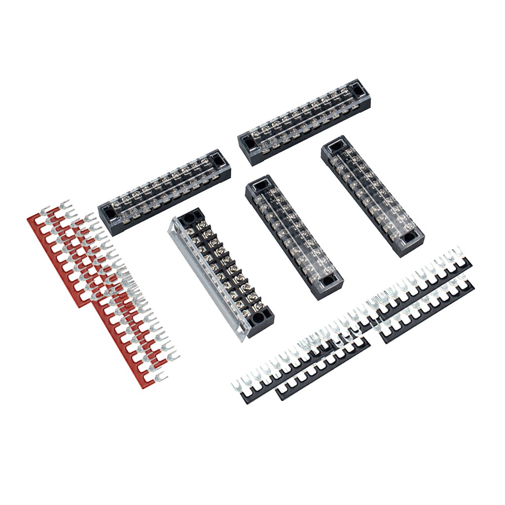 5Pcs 10P Screw Barrier Terminal Block with Pre Insulated Terminal Barrier Strip