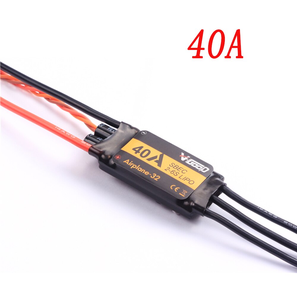 Newest VGOOD Brushless ESC 6A / 12A / 20A / 30 / 40A / 60A / 80A / 100A / 120A 2S 32-Bit With 1.5A SBEC for RC Airplane Accs: 40A