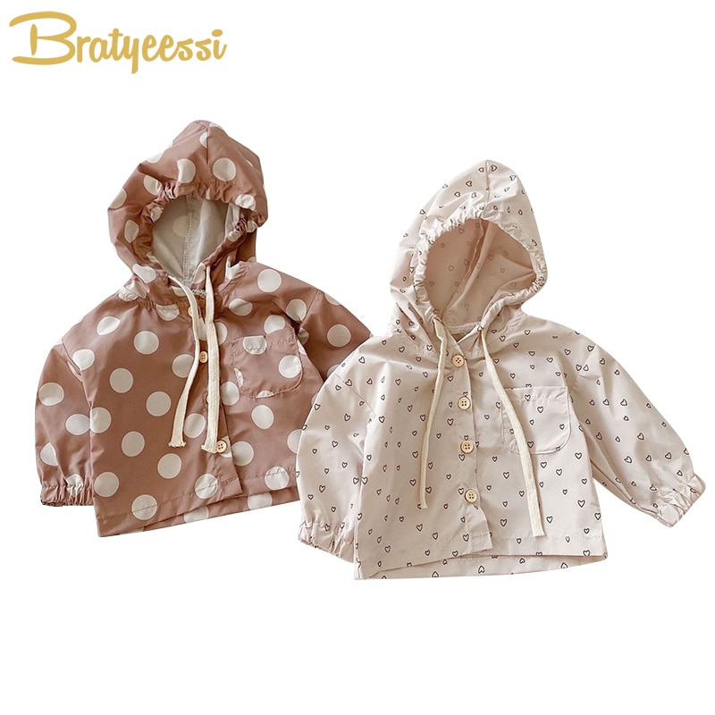 Lente Zomer Baby Jas Voor Meisjes Hooded Kids Jongens Jas Hart Dot Baby Kleding Kinderen Bovenkleding Peuter Vest