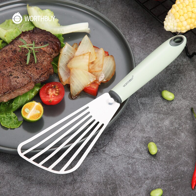 Kitchen Spatula Stainless Steel Kitchen Utensils Plastic Handle Kitchenware Meat Food Spatula Shovel Barbecue Tools