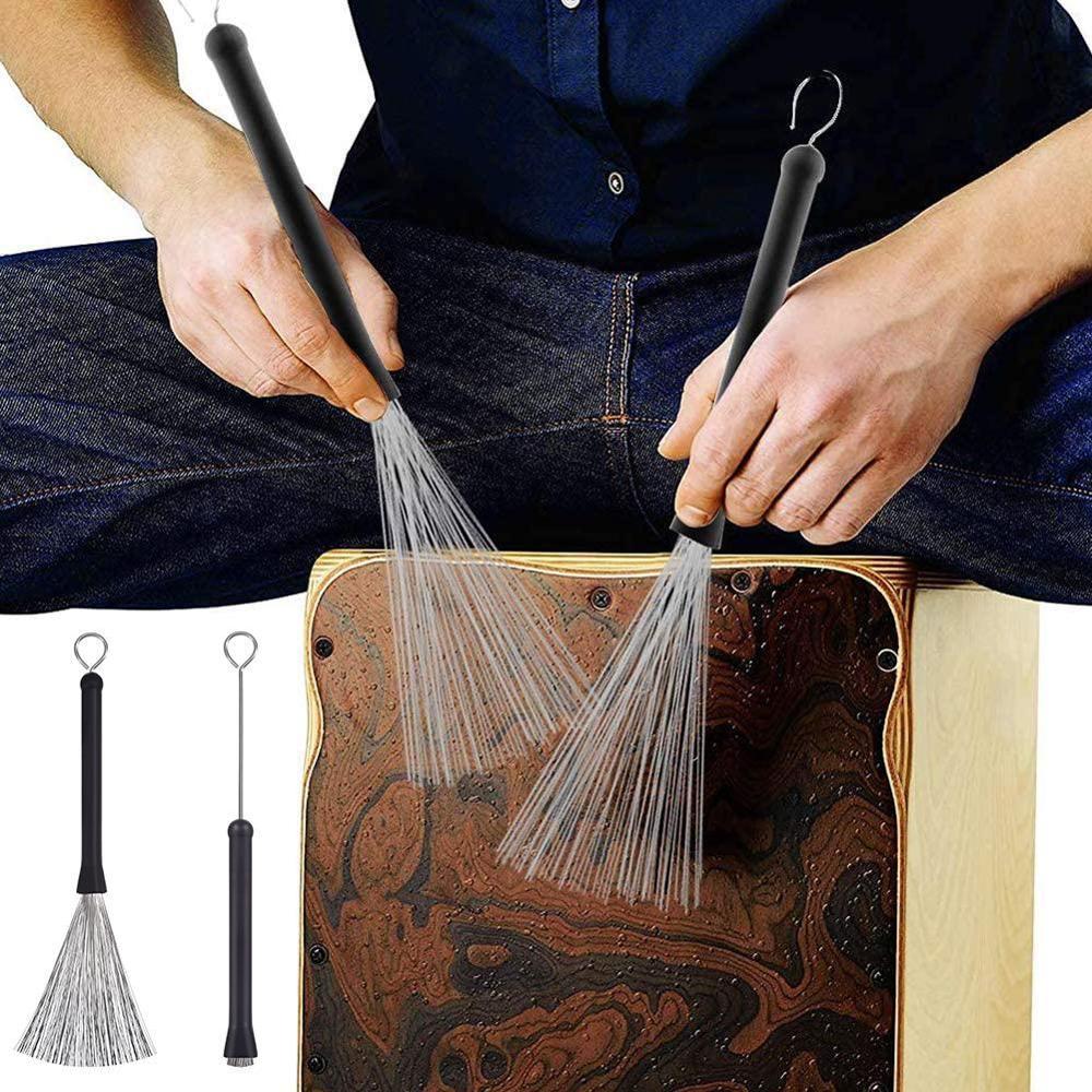 Metal Wire Drum Brushes Cleaning Tool Portable Jazz Musical Retractable Sticks Drum Stick Brush