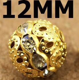 10 stk. 6 8 10 12mm guld sølvfarvede rhinstenskugler krystal løse spacer runde perler til smykkefremstilling gør-det-selv armbåndstilbehør: Blå