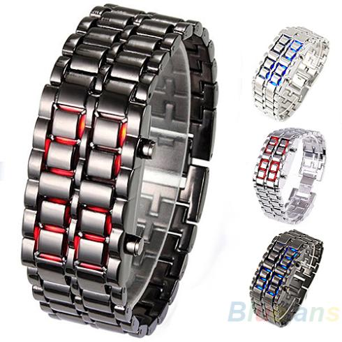Sales Mannen Vrouwen Lava Iron Samurai Metal Led Faceless Armband Horloge 0W47