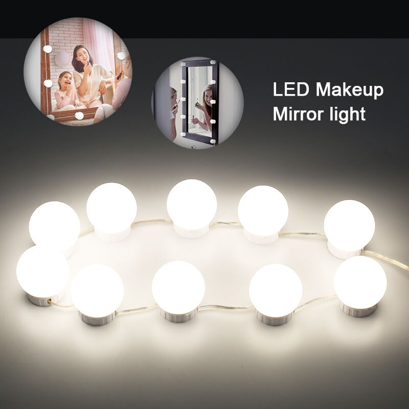 Kit de luces de LED para espejo de tocador de estilo Hollywood con bombillas de luz ajustables, tira de accesorios de iluminación para conjunto de espejo de maquillaje y mesa de tocador