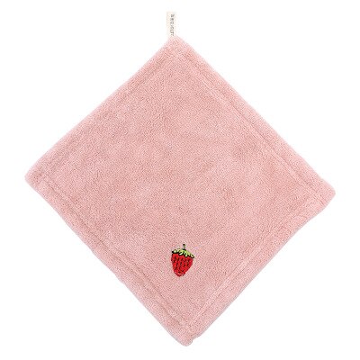1Pc Coral Fluwelen Fruit Handdoeken Badkamer Opknoping Handdoeken 25*25 Cm Niet-pluizende Reinigingsdoekje Cleaner keuken Absorberende Vaatdoek: Pink