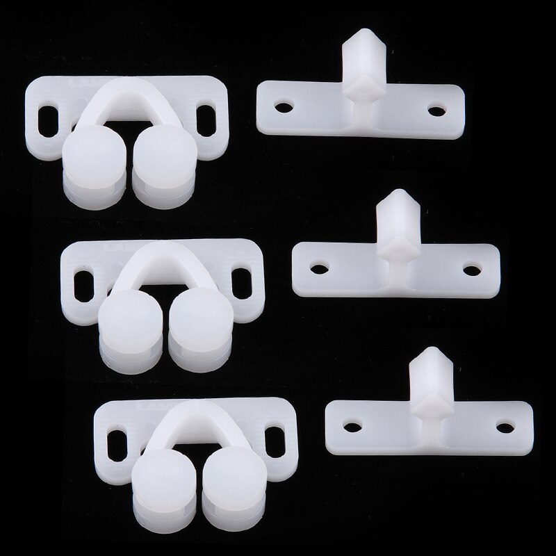 3 Set Door Roller Latch Catch White ABS Plastic Roller Catch Cabinet Door Drawer Ball Latch For Caravan RV Motorhome Etc