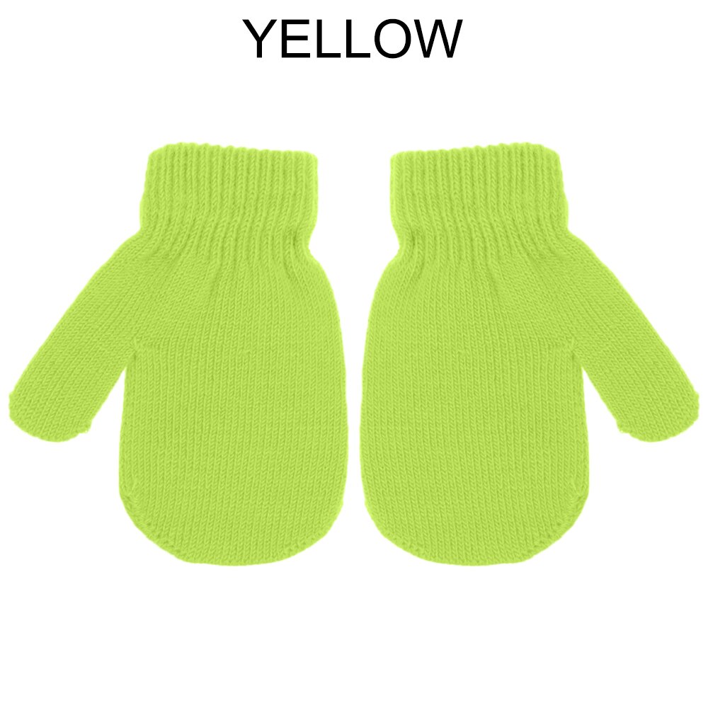 1-4 jaar oude gebreide handschoenen voor kinderen, winterwarm, wanten met lange vingers, meisjes, jongens, snoepkleur, mooie vingerloze handschoenen: Geel