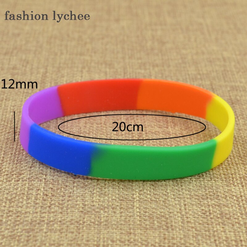 lychee Regenboog Gay Pride Liefde Siliconen Rubber Armband Polsband Multi Kleur Sport Bangle Unisex Sieraden Willekeurige Kleur