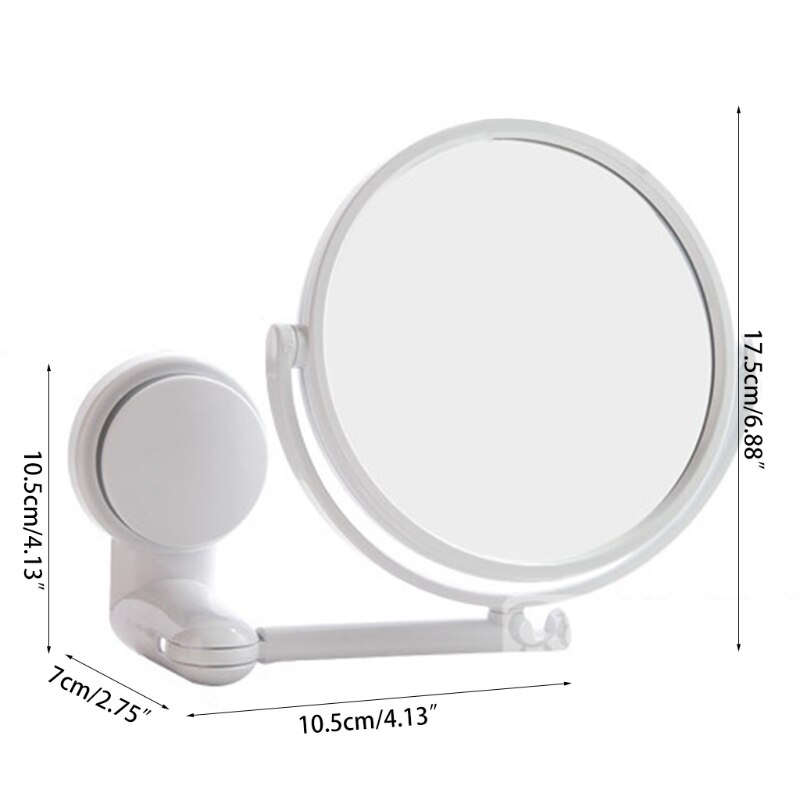 Folding Makeup Mirror Wall Mount Vanity Mirror Without Drill Swivel Bathroom Mirror Suction Folding Arm Extend Shaving Mirror