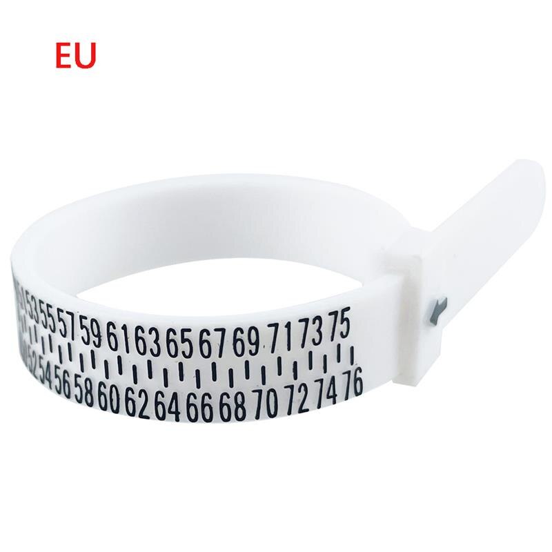 Ring sizer mått uk/us/jp/eu fingermått mätare män och kvinnors storlekar az smycken verktyg utrustning mjuka ring mätverktyg: Vit-eu