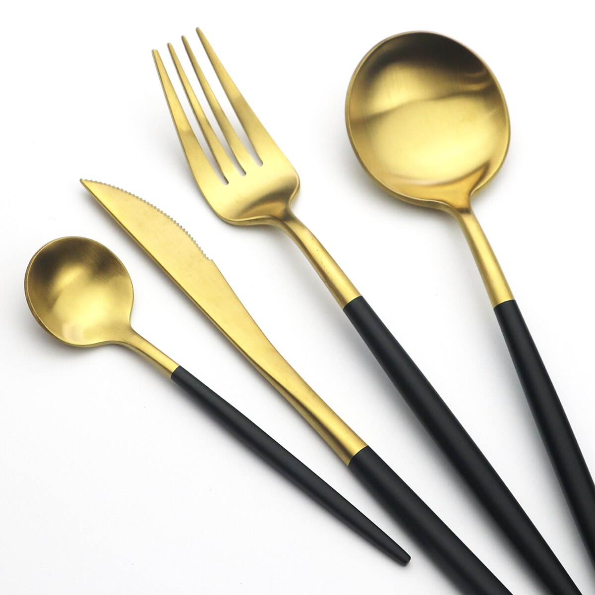 6 stk/sæt mat guld bestik sæt 304 rustfrit stål service sæt kniv gaffel dessert ske spisestel køkken sølvtøj sæt