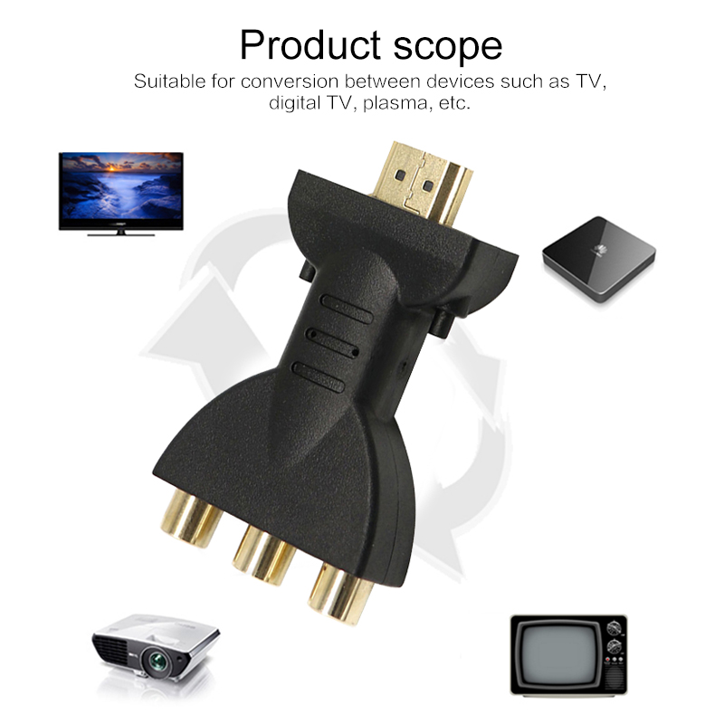 Vergulde HDMI naar 3 RGB RCA Video Audio Adapter AV Component Converter 720 P 1080 P Digitale Signaal voor HDTV DVD