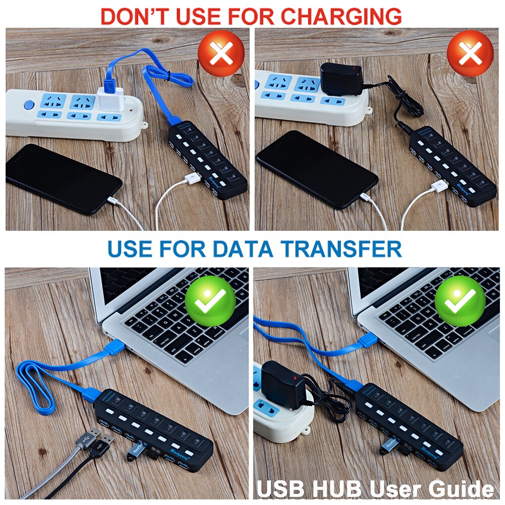 USB 3.0 HUB Typ-C HUB Multi USB Splitter 4/7 Port Expander Mehrere USBC 3 Hab Verwenden Netzteil USB 3.0 Hub mit Schalter für PC