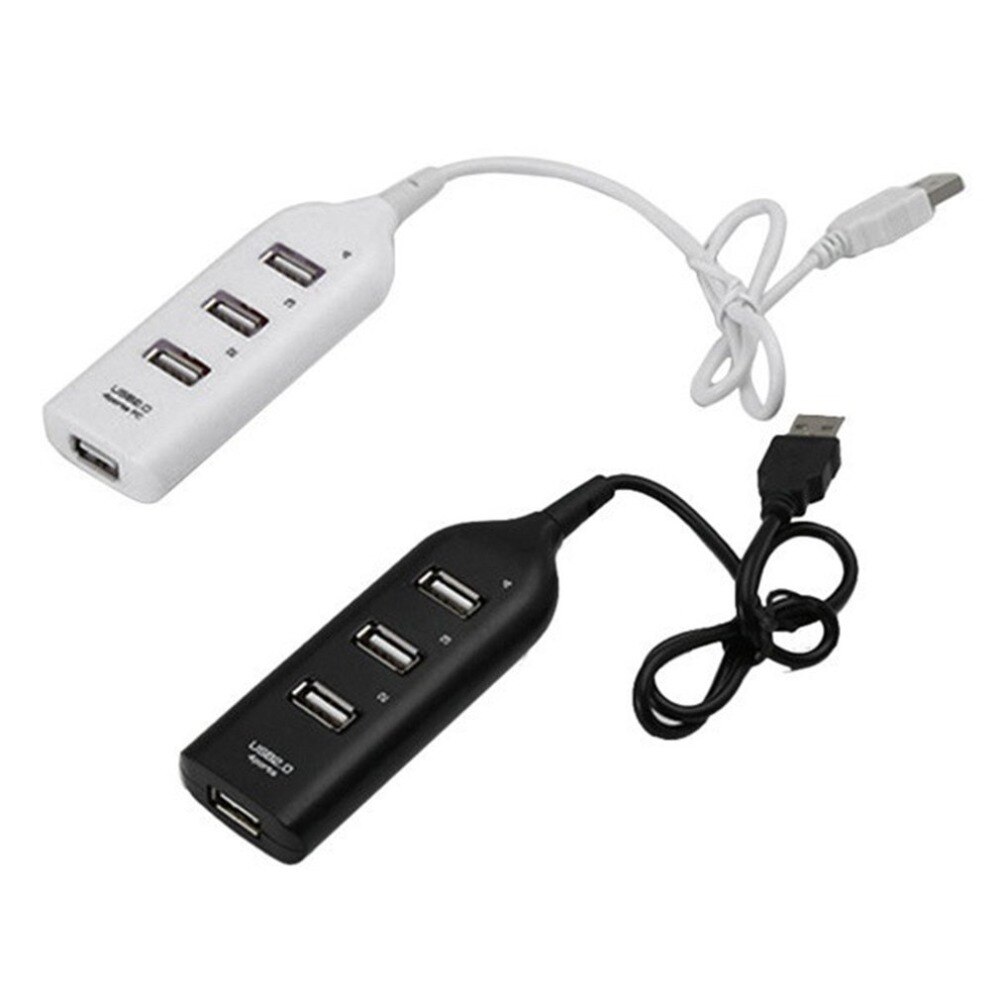 USB 2.0 High Speed 4 Ports Splitter Usb Hub Adapter For PC Laptop Computer Black Receiver Computer Peripherals Accessories