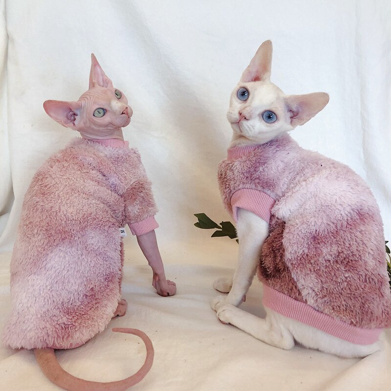 Sphinx Hairless Cat Clothes Autumn Winter Dyed Plush Thickened Warm Vest Double-sided Plush Cat Clothes Clothing for Cats