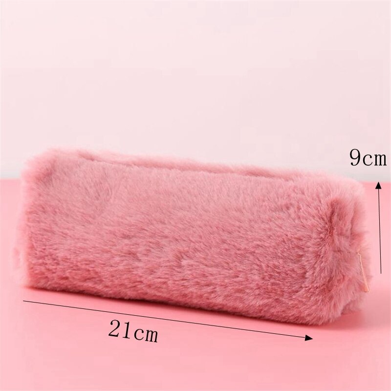Trousse en peluche couleur unie Kawaii porte-crayon s sac papeterie trousse à crayons porte-crayon scolaire pour filles fournitures scolaires outils